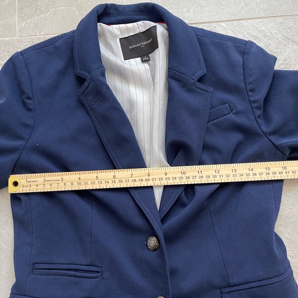 BANANA REPUBLIC Women’s Navy Blue & White Blazer Jacket size 4 - Picture 7 of 9